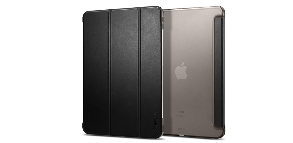 Чехол-книжка-Spigen-Smart-Fold-для-iPad-Air-10.9,-поликарбонат--эко-кожа,-чёрный--прозрачный